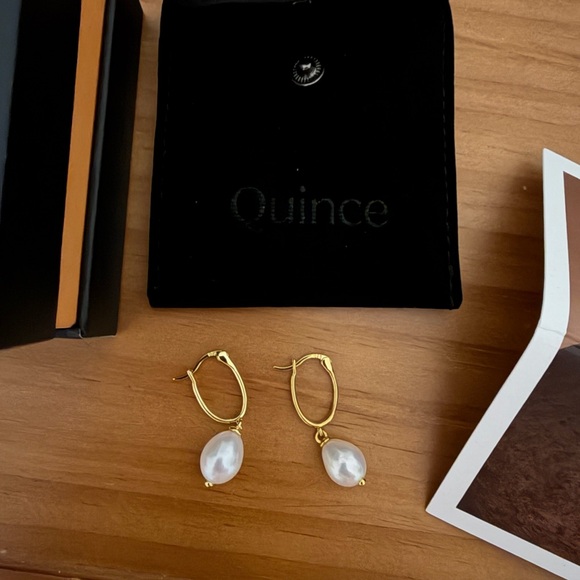 Gold and Pearl Earrings - Picture 2 of 4